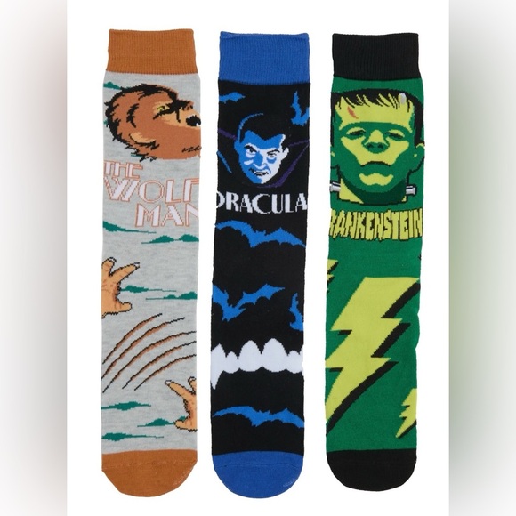 Universal Monsters Men's Crew Socks, 3-Pack - Picture 1 of 8